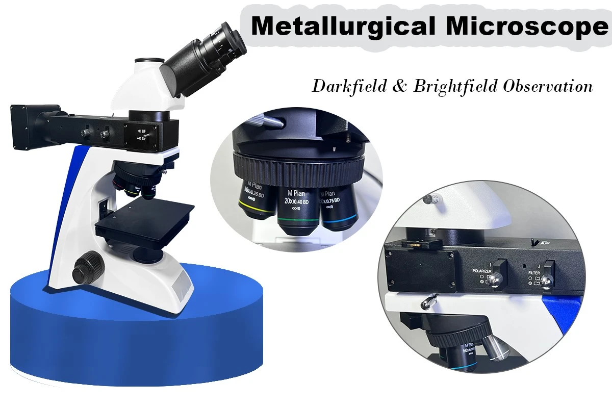Upright darkfield brightfiled metallographic microscope Upright darkfield brightfiled metallographic microscope